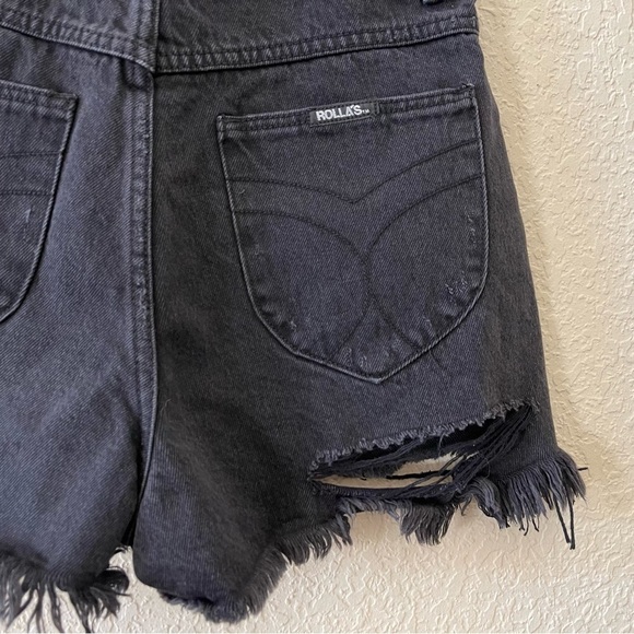 Rolla’s Shorts Dusters High Rise Slim Distressed Denim Black Streetwear Edgy 27 - Picture 6 of 12